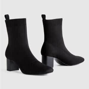 New! Quince Women's Stretch Eco Knit Comfort Sock Bootie Black Wm 's Size 9